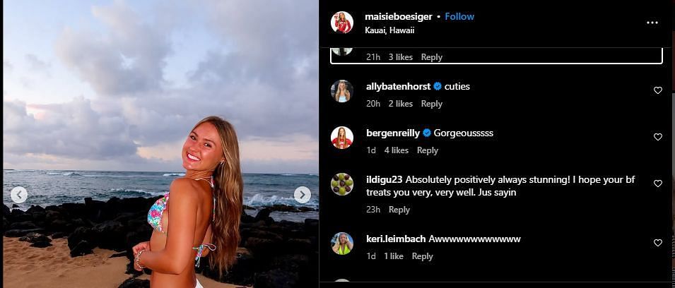 Screenshot of Maisie Boesiger's IG post | IG/@maisieboesiger